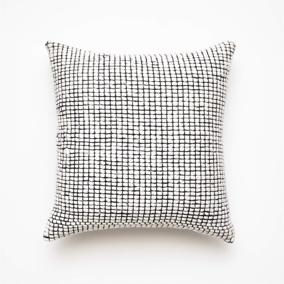 CB2 by Crate & Barrel Keelie Ivory & Black Grid Boho Throw Pillow Cover 23"x23” - Picture 2 of 9